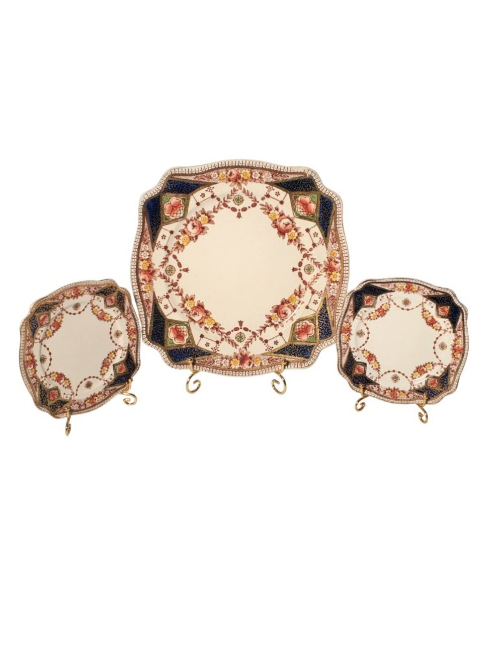Antique Royal Staffordshire A.J. Wilkinson "Stafford" Cake Plate & Side Plates